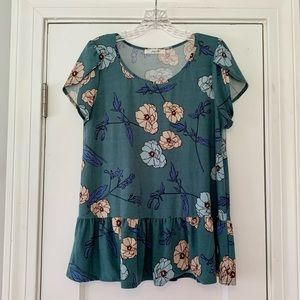 Modcloth Peplum Floral Velvet Top